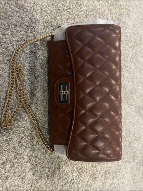 Quilted Brown Chain Crossbody Bag